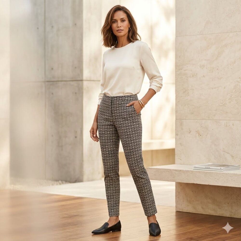 Chico's | Geometric Mosaic Pattern Print Dress Pants 6 Office Workwear Career
